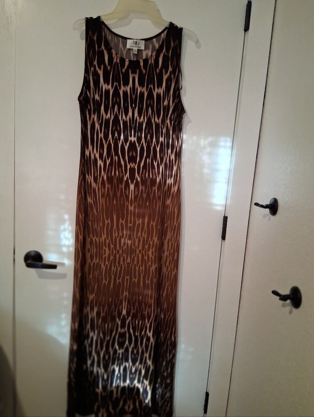 Sandra Darren Sleeveless Brown Animal Print Maxi Dress -